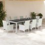 Set comedor jardín 9 pzas cojines ratán sintético vidrio blanco de , Conjuntos de jardín - Ref: Foro24-3278597, Precio: 833,8...