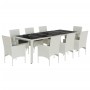 Set comedor jardín 9 pzas cojines ratán sintético vidrio blanco de , Conjuntos de jardín - Ref: Foro24-3278597, Precio: 833,8...