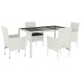 Garden dining set 5 pieces with white glass synthetic rattan cushions by , Garden sets - Ref: Foro24-3278581, Price: 446,70 €...