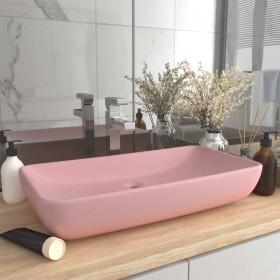 Lavabo de lujo rectangular de cerámica rosa mate 71x38 cm de vidaXL, Lavabos - Ref: Foro24-146955, Precio: 112,99 €, Descuent...