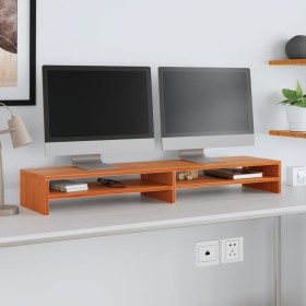 Monitor stand solid wax brown pine wood 100x24x13 cm by , TV Furniture - Ref: Foro24-847163, Price: 36,49 €, Discount: %