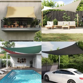 Oxford polyester sail awning 100% sand 5x6x6 m by , Umbrellas - Ref: Foro24-4000942, Price: 47,99 €, Discount: %