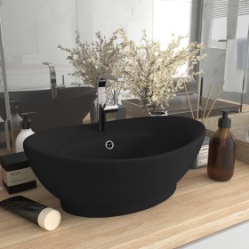 Lavabo lujoso con rebosadero cerámica negro mate 58,5x39 cm de vidaXL, Lavabos - Ref: Foro24-146942, Precio: 81,99 €, Descuen...