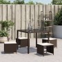 Garden stools with cushions 4 pcs brown PE rattan 40x40x35 cm by , Outdoor ottomans - Ref: Foro24-4007486, Price: 119,20 €, D...