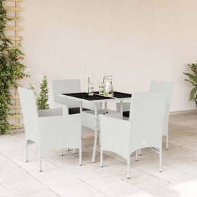 Garten-Essgruppe 5-teilig mit Kissen aus weißem synthetischem Rattan aus Glas von , Gartensets - Ref: Foro24-3278614, Preis: ...