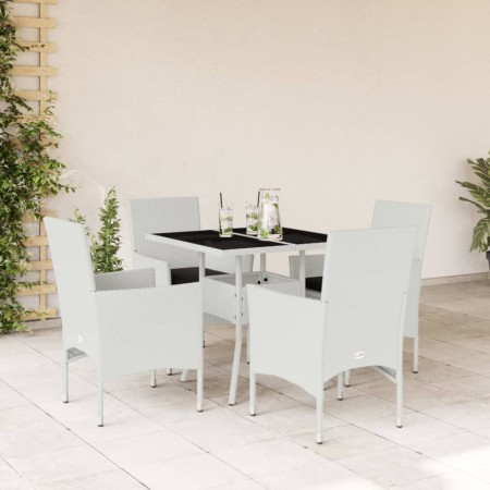 Garden dining set 5 pieces with white glass synthetic rattan cushions by , Garden sets - Ref: Foro24-3278614, Price: 394,44 €...