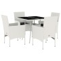 Set comedor jardín 5 pzas cojines ratán sintético vidrio blanco de , Conjuntos de jardín - Ref: Foro24-3278614, Precio: 376,9...