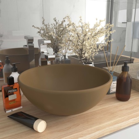 Luxury round matte cream ceramic washbasin 32.5x14 cm by vidaXL, Sinks - Ref: Foro24-146974, Price: 58,41 €, Discount: %