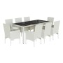 Garden dining set 9 pieces with white glass synthetic rattan cushions by , Garden sets - Ref: Foro24-3278584, Price: 782,07 €...