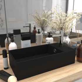 Matte black ceramic sink with overflow by vidaXL, Sinks - Ref: Foro24-146997, Price: 78,73 €, Discount: %