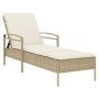 Sonnenliege mit Kissen aus synthetischem Rattan beige 63x200x81 cm von , Liegen - Ref: Foro24-368303, Preis: 193,07 €, Rabatt: %