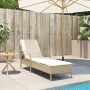 Sonnenliege mit Kissen aus synthetischem Rattan beige 63x200x81 cm von , Liegen - Ref: Foro24-368303, Preis: 193,07 €, Rabatt: %