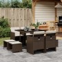 Garden dining set 9 pieces and brown synthetic rattan cushions by , Garden sets - Ref: Foro24-3277724, Price: 469,30 €, Disco...