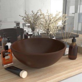 Luxury round dark brown matte ceramic sink 32.5x14 cm by vidaXL, Sinks - Ref: Foro24-146973, Price: 60,99 €, Discount: %