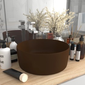 Matte dark brown ceramic round luxury washbasin 40x15 cm by vidaXL, Sinks - Ref: Foro24-147017, Price: 62,99 €, Discount: %