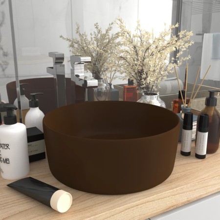 Matte dark brown ceramic round luxury washbasin 40x15 cm by vidaXL, Sinks - Ref: Foro24-147017, Price: 62,97 €, Discount: %