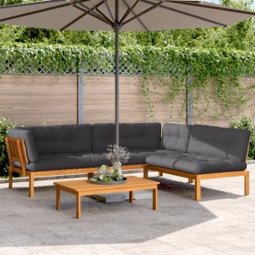 Garden pallet sofa set with 4 acacia wood cushions. by , Outdoor sofas - Ref: Foro24-3209499, Price: 700,00 €, Discount: %