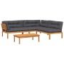 Garden pallet sofa set with 4 acacia wood cushions. by , Outdoor sofas - Ref: Foro24-3209499, Price: 686,69 €, Discount: %