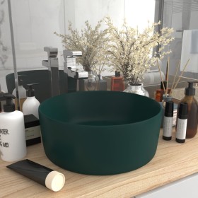 Matte dark green round ceramic luxury washbasin 40x15 cm by vidaXL, Sinks - Ref: Foro24-147014, Price: 80,53 €, Discount: %