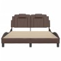 Estructura de cama cabecero cuero sintético marrón 140x190 cm de , Camas y somieres - Ref: Foro24-3208091, Precio: 207,60 €, ...