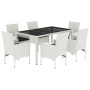 Set comedor jardín 7 pzas cojines ratán sintético vidrio blanco de , Conjuntos de jardín - Ref: Foro24-3278582, Precio: 608,6...