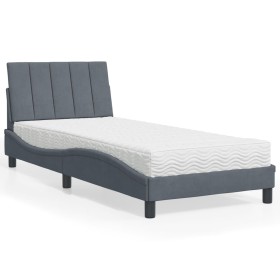 Cama con colchón terciopelo gris oscuro 80x200 cm de , Camas y somieres - Ref: Foro24-3208563, Precio: 255,55 €, Descuento: %