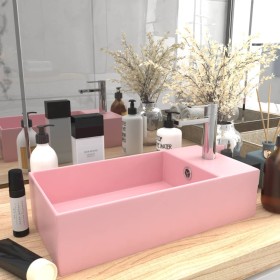 Matte pink ceramic sink with overflow by vidaXL, Sinks - Ref: Foro24-146988, Price: 89,19 €, Discount: %