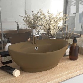 Luxurious washbasin with matte cream ceramic overflow 58.5x39 cm by vidaXL, Sinks - Ref: Foro24-146941, Price: 81,24 €, Disco...