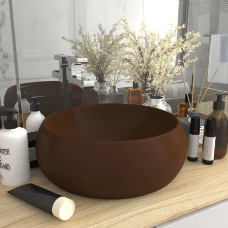 Matte dark brown ceramic round luxury washbasin 40x15 cm by vidaXL, Sinks - Ref: Foro24-147006, Price: 68,09 €, Discount: %