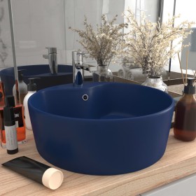 Luxury washbasin with matte dark blue ceramic overflow 36x13 cm by vidaXL, Sinks - Ref: Foro24-147034, Price: 63,08 €, Discou...