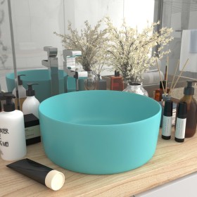 Luxury round sink in light green matte ceramic 40x15 cm by vidaXL, Sinks - Ref: Foro24-147013, Price: 68,99 €, Discount: %