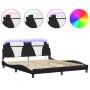 Estructura cama con luces LED cuero PE negro blanco 180x200 cm de , Camas y somieres - Ref: Foro24-3214041, Precio: 215,80 €,...