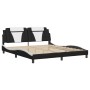 Estructura cama con luces LED cuero PE negro blanco 180x200 cm de , Camas y somieres - Ref: Foro24-3214041, Precio: 215,80 €,...