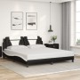 Estructura cama con luces LED cuero PE negro blanco 180x200 cm de , Camas y somieres - Ref: Foro24-3214041, Precio: 215,80 €,...