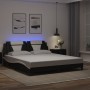 Estructura cama con luces LED cuero PE negro blanco 180x200 cm de , Camas y somieres - Ref: Foro24-3214041, Precio: 215,80 €,...