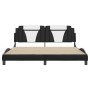 Estructura cama con luces LED cuero PE negro blanco 180x200 cm de , Camas y somieres - Ref: Foro24-3214041, Precio: 215,80 €,...