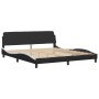 Estructura cama con luces LED cuero PE negro blanco 180x200 cm de , Camas y somieres - Ref: Foro24-3214041, Precio: 215,80 €,...