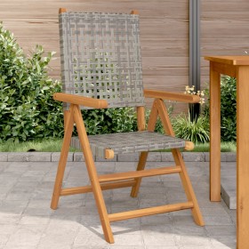 Garden chairs 2 pcs solid acacia wood PE rattan grey by , Garden chairs - Ref: Foro24-367652, Price: 153,99 €, Discount: %