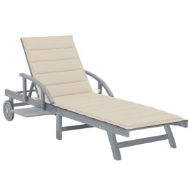 Garden sun lounger with solid acacia wood cushion by , Loungers - Ref: Foro24-3061332, Price: 190,50 €, Discount: %