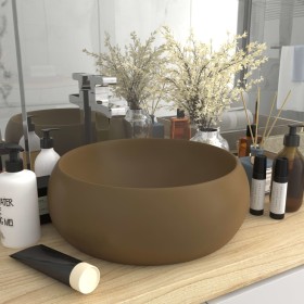 Luxury round matte cream ceramic sink 40x15 cm by vidaXL, Sinks - Ref: Foro24-147007, Price: 79,99 €, Discount: %