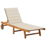 Garden sun lounger with solid acacia wood cushion by , Loungers - Ref: Foro24-3061347, Price: 200,09 €, Discount: %