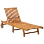 Garden sun lounger with solid acacia wood cushion by , Loungers - Ref: Foro24-3061347, Price: 200,09 €, Discount: %