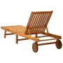 Garden sun lounger with solid acacia wood cushion by , Loungers - Ref: Foro24-3061347, Price: 200,09 €, Discount: %