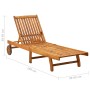 Garden sun lounger with solid acacia wood cushion by , Loungers - Ref: Foro24-3061347, Price: 200,09 €, Discount: %