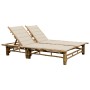 Sun lounger with cushions for 2 people bamboo by , Loungers - Ref: Foro24-3063948, Price: 330,21 €, Discount: %