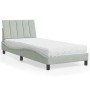 Light grey velvet bed with mattress 90x190 cm by , Beds and slatted bases - Ref: Foro24-3208568, Price: 268,99 €, Discount: %