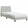 Light grey velvet bed with mattress 90x190 cm by , Beds and slatted bases - Ref: Foro24-3208568, Price: 268,99 €, Discount: %