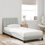 Light grey velvet bed with mattress 90x190 cm by , Beds and slatted bases - Ref: Foro24-3208568, Price: 268,99 €, Discount: %