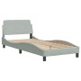 Light grey velvet bed with mattress 90x190 cm by , Beds and slatted bases - Ref: Foro24-3208568, Price: 268,99 €, Discount: %