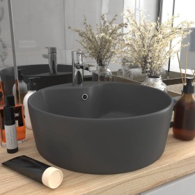 Lavabo lujoso con rebosadero cerámica gris oscuro mate 36x13 cm de vidaXL, Lavabos - Ref: Foro24-147038, Precio: 64,99 €, Des...